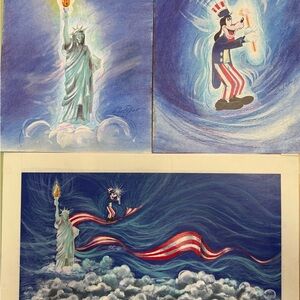 3 Pieces! Statue of Liberty & Patriotic Goofy Original Art by Ron Pekar